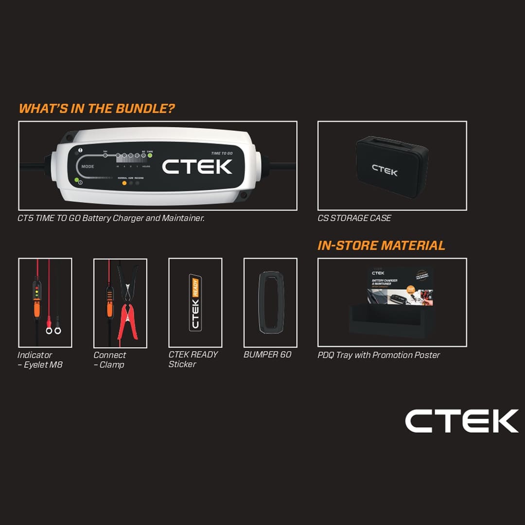 CTEK CT5 TIME TO GO Battery Charger and Maintainer