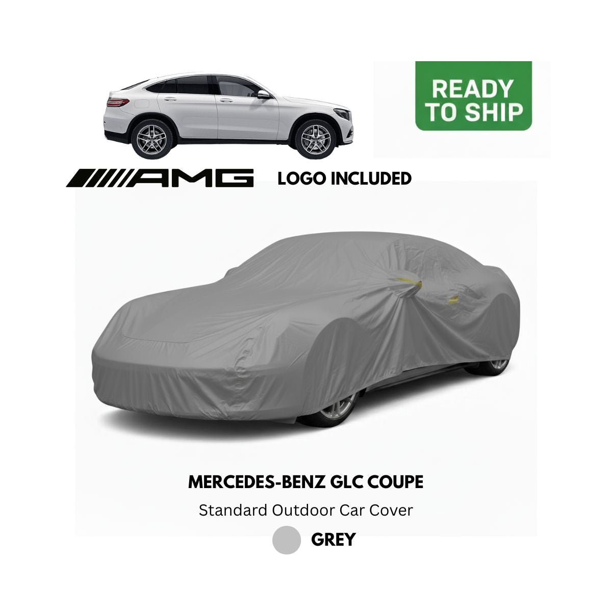 Mercedes-Benz GLC Coupe - Standard Outdoor Car Cover - Grey + AMG Logo (Ready to Ship)