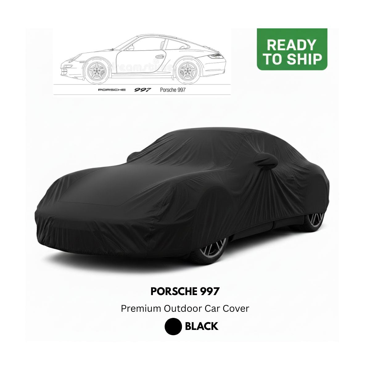 Porsche 997 - Premium Outdoor Car Cover - Black - No Logo (Ready to Ship)