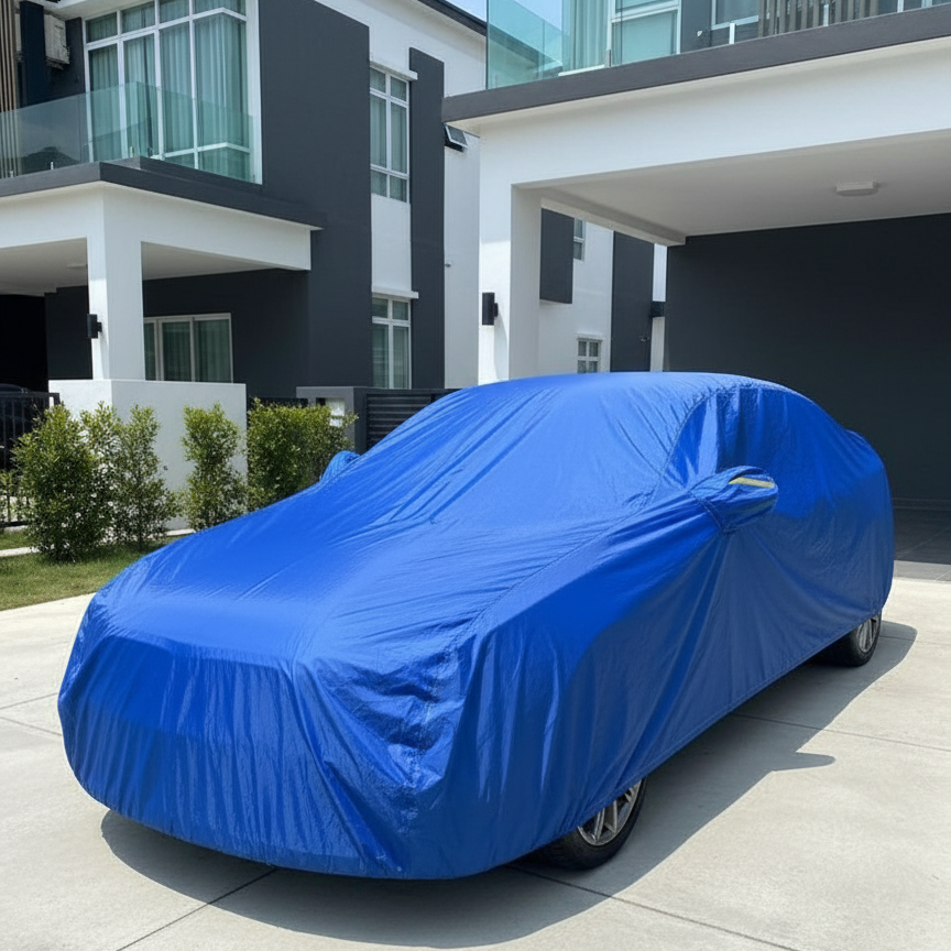 Blue Outdoor Car Cover - Square Format