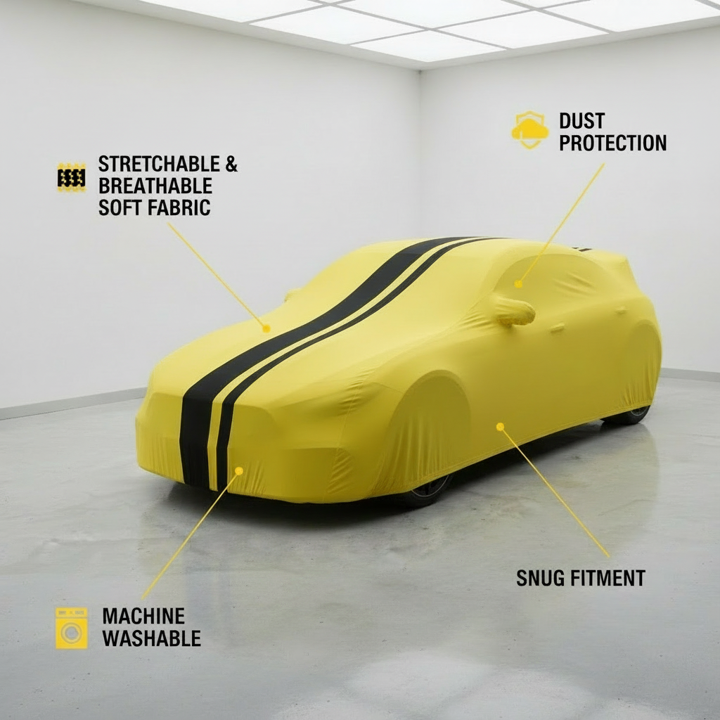 Yellow Striped Indoor Cover Features - No Logo